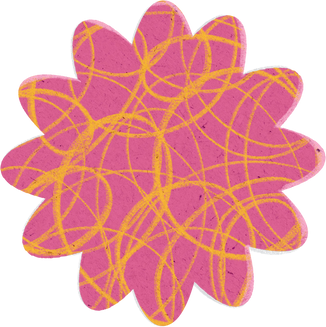 Scribbled Pink and Yellow Flower Paper Cut-out